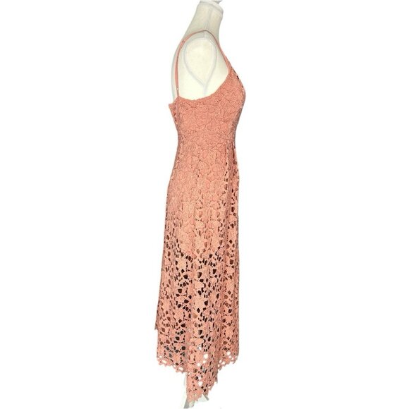 ASTR The Label X RTR Women's Dark Pink Lace A-Line Crepe BOHO MIDI Dress S/C27 - Picture 2 of 13